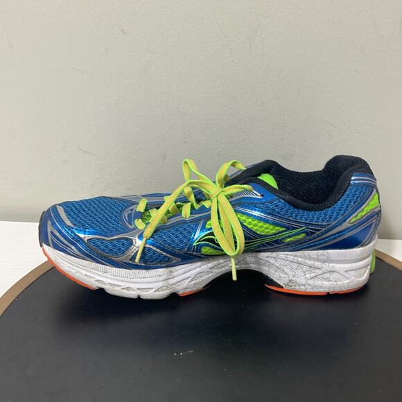 Saucony Guide 7 Running Shoes Men 9.5 Blue Neon Green Cushioned‎ Power Grid - Picture 6 of 11